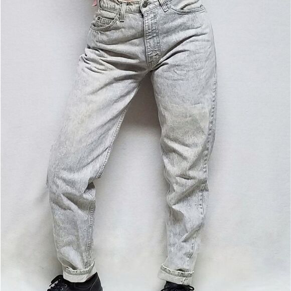 RARE Vintage 80s Levi's 550 Gray Acid Wash Grunge High Waisted Mom Jeans - Picture 2 of 16